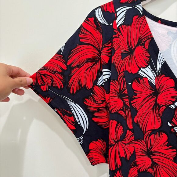 Lane Bryant Red Black Dress Plus Size 18 Floral Stretchy Romantic Whimsigoth NWT - Picture 3 of 10